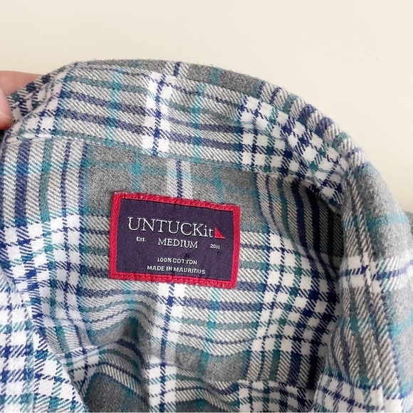 UNTUCKit Men’s Quenterra Plaid Flannel Buttom Down Shirt Medium Regular fit - Picture 6 of 6